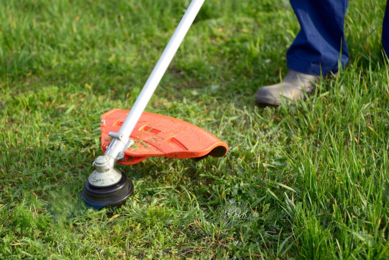 weed eating and grass trimming